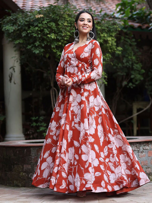 Buy BLACK SCISSOR Fit and Flared Angrakha Style Maxi Dress Online Buy BLACK SCISSOR Fit and Flared Angrakha Style Maxi Dress Online