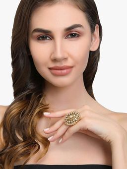 Accessher - Rajwadi Inspired Gold Finish Adjustable Finger Ring Set of 2