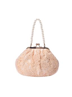 Lino Perros - Women Embroidered Peach Clutch with Detachable Strap