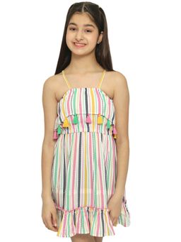 Natilene - Girls Striped Layered A-line Dress