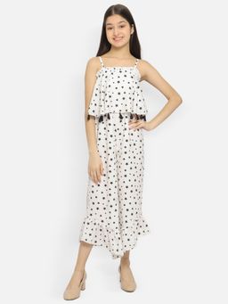 Natilene - Girls Black-white Printed Jumpsuit