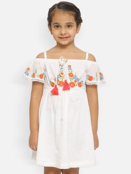Nautinati - Girls White Embroidered Dress