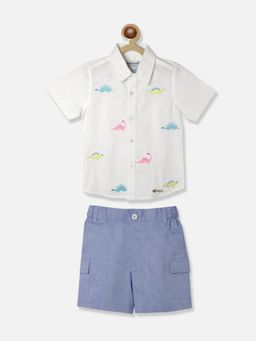 Nautinati - Boys Animal Printed Pure Cotton Shirt With Shorts (Set of 2)