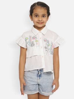 Nautinati - Girls White Embroidered Top