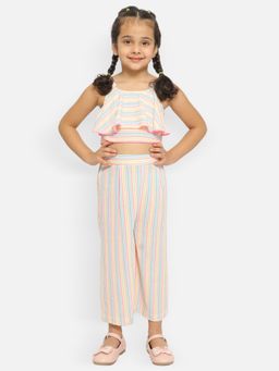 Nautinati - Girls Multicolor Stripes Top With Culottes (Set of 2)