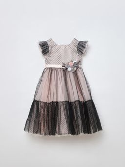 Blue Giraffe - Girls Polka Dots V-Neck Regular Fit Party Dress