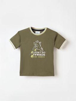 Blue Giraffe - Boys Graphic Round Neck Regular Fit Illustration T-shirt