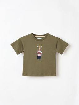 Blue Giraffe - Boys Graphic Crew Neck Regular Fit Illustration T-shirt