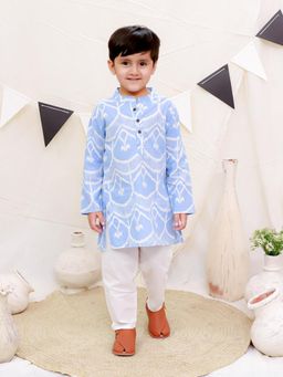 Ka-mee - Cotton Woven Kurta and Pyjama - Blue