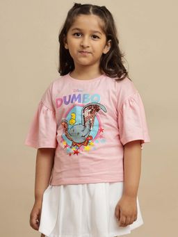 Kidsville - Official Dumbo Relaxed Fit T-shirt For Girls - Pink