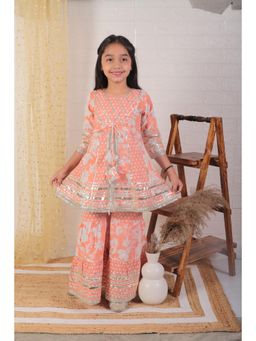 Ka-mee - Cotton Woven Kurti and Sharara - Peach
