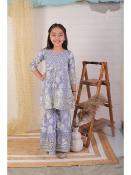 Ka-mee - Cotton Woven Kurti and Sharara - Purple