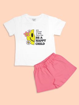 Be Awara - Girls Happy Child Drop Shoulder T-Shirt & Short