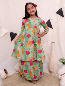 Ka-mee - Cotton Woven Kurti and Sharara - Green