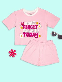Be Awara - Girls Don’t Forget To Smile Today Print Oversized T-shirt & Shorts