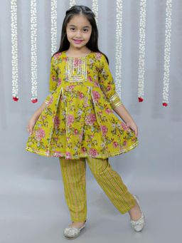 Ka-mee - Cotton Woven Kurti and Pants - Mustard