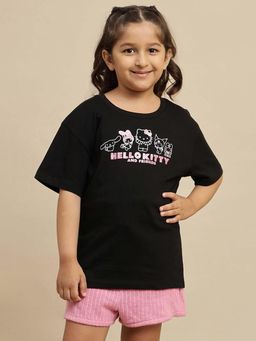 Kidsville - Official Hello Kitty Oversized T-shirt For Girls - Black
