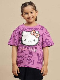 Kidsville - Official Hello Kitty Oversized T-shirt For Girls - Purple