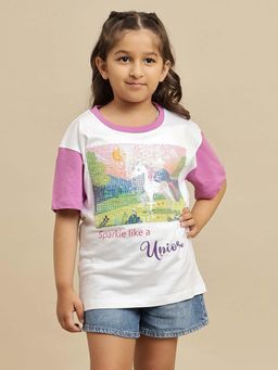 Kidsville - Unicorn Oversized T-shirt For Girls - Multi-Color