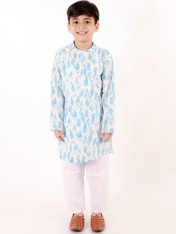 Ka-mee - Cotton Woven Kurta and Pyjama - Blue