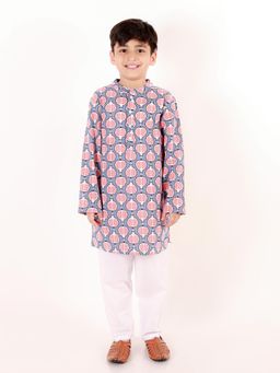 Ka-mee - Cotton Woven Kurta and Pyjama - Multi-Color