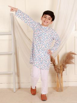 Ka-mee - Cotton Woven Kurta and Pyjama - Blue