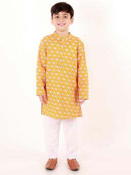 Ka-mee - Cotton Woven Kurta and Pyjama - Orange
