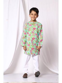 Ka-mee - Cotton Woven Kurta and Pyjama - Green