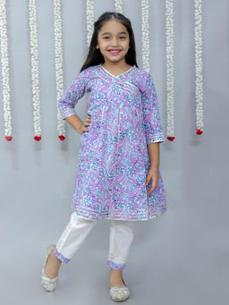 Ka-mee - Cotton Woven Kurti and Pants - Purple