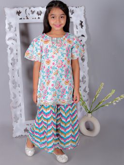 Ka-mee - Cotton Woven Kurti and Sharara - Multi-Color