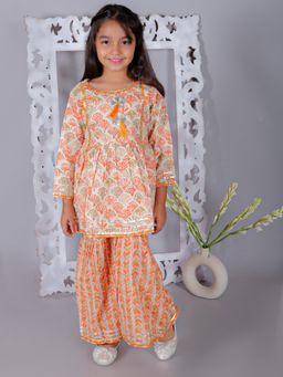 Ka-mee - Cotton Woven Kurti and Sharara - Multi-Color