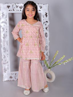 Ka-mee - Cotton Woven Kurti and Sharara - Pink