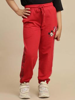 Kidsville - Official Mickey & Friends Printed Regular Fit Jogger For Girls - Red