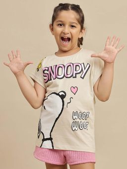 Kidsville - Official Snoopy Oversized T-shirt For Girls - Beige