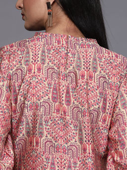 Libas - Pink Silk Blend Printed A-Line Tunic