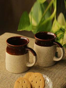 ExclusiveLane - 'Cocoa Rims' Studio Pottery Tea & Coffee Mugs In Ceramic (Set Of 2)