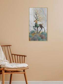 The Next Decor - Deer and Its Branches Glass Finish Vertical Wall Art