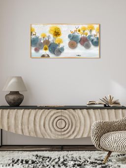 The Next Decor - Golden Deer With Golden Tree Glass Finish Horizontal Wall Art