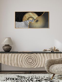 The Next Decor - Golden Texture Fusion Glass Finish Horizontal Wall Art