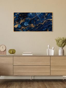 The Next Decor - Golden Wavy Lines Glass Finish Horizontal Wall Art