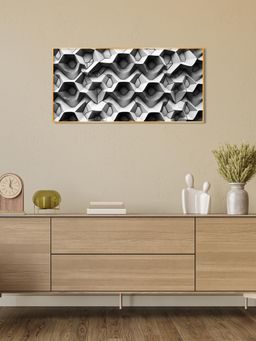 The Next Decor - Beautiful Geometric Gray Background Glass Finish Horizontal Wall Art
