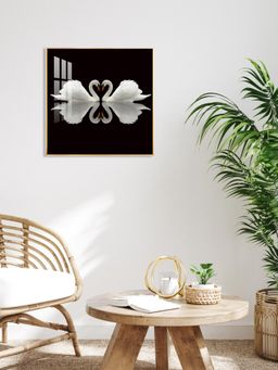 The Next Decor - Ethereal Swan Mirage Glass Finish Square Wall Art