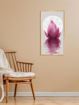 The Next Decor - Lunar Lotus Glass Finish Vertical Wall Art
