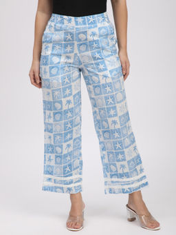 R&B - Blue Printed Printed Regular Pant