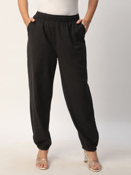 R&B - Black Solid/Plain Regular Pant