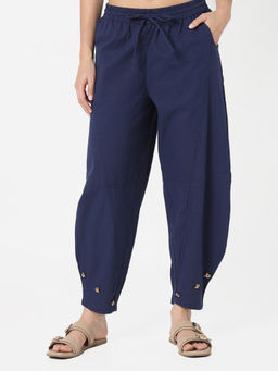 R&B - Navy Blue Solid/Plain Regular Pant