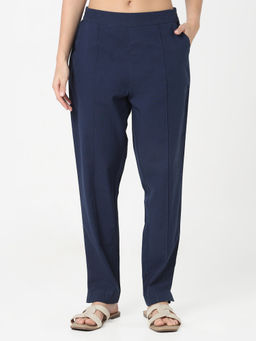 R&B - Navy Blue Solid/Plain Regular Pant