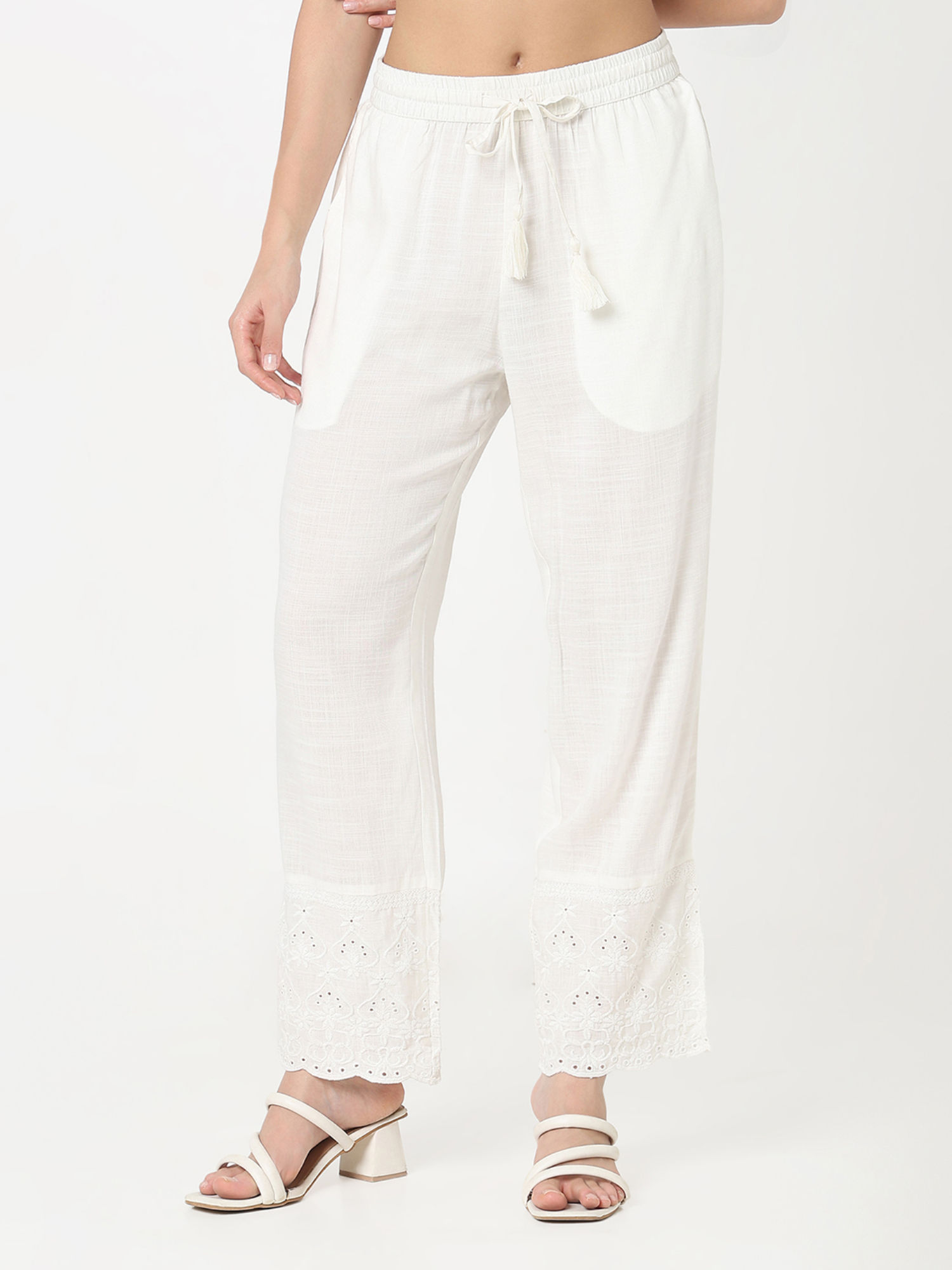 r&b White Embroidered Thread Work Regular Pant-picture-14