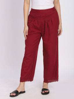 R&B - Maroon Solid/Plain Regular Pant
