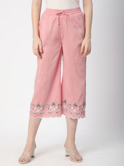 R&B - Pink Embroidered Thread Work Regular Pant